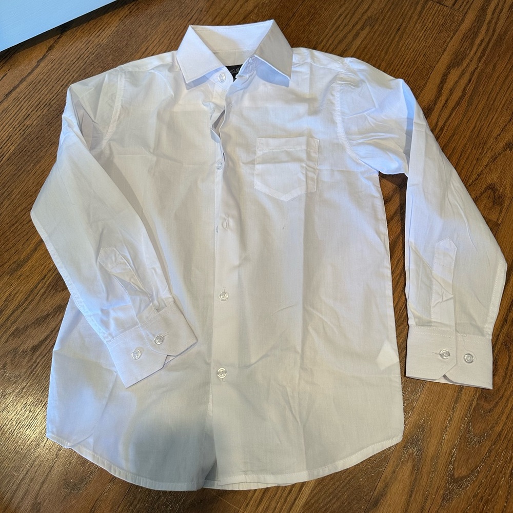 Boys button down white dress shirt. Never worn. Brand new.